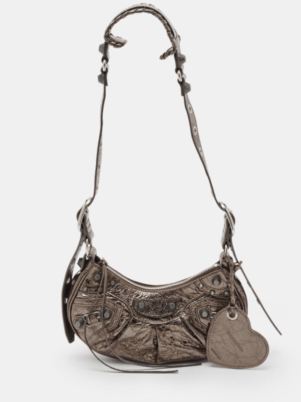 Women’s Balenciaga LE CAGOLE XS metallic leather shoulder bag. NWT